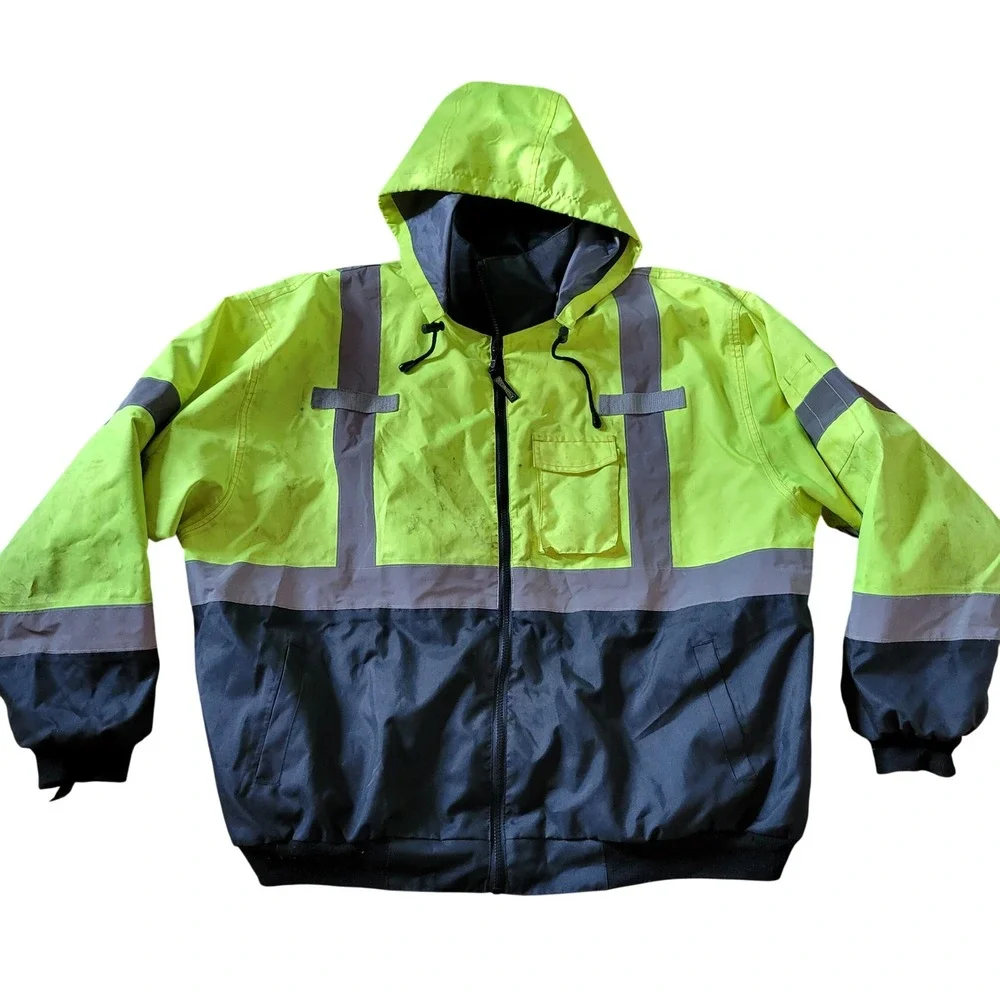 OccuNomix Hi-Viz‎ Yellow Black Type R Class 3 Reflective Bomber Work Jacket XL